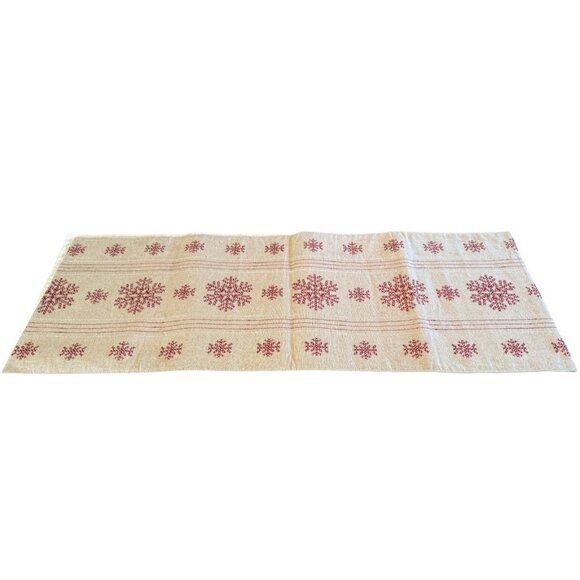 Embroidered Table Runner Linen Red Snowflake St. Nicholas Square Christmas 72x13 - Picture 7 of 7